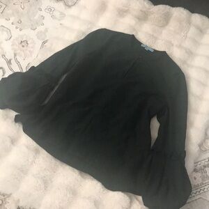 ANTONIO MELANI dark green Blouse with Ruffle Detail